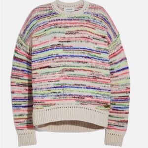 COACH Summer Stripes Soft Wool Mohair Blend Crew Neck Sweater Size‎ Small/Medium
